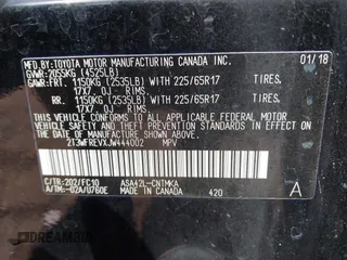 2018 Toyota RAV4 XLE with VIN 2T3WFREVXJW444002, listed as a IAAI auction lot 41795600 with 115,120 mi miles. Bid and sale history available at carsss.com. Image 9.