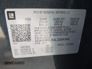 2020 GMC Acadia SLE z VIN 1GKKNRLS1LZ224345, wystawiony jako IAAI lot #41730857 z przebiegiem 85 126 mil mil oraz . Historia ofert i sprzedaży dostępna na DreamBid. Obrazek 9.