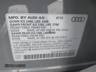 2023 Audi Q5 Sportback S line Premium Plus with VIN WA15AAFY2P2186641, listed as a IAAI auction lot 42111269 with 33,705 mi miles and . Bid and sale history available at DreamBid. Image 9.