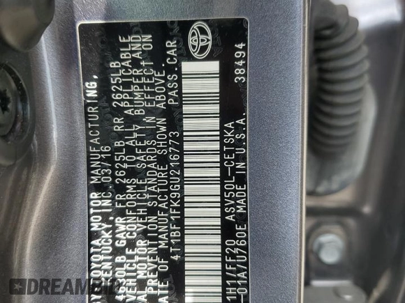 2016 Toyota Camry XLE with VIN 4T1BF1FK9GU216773, listed as a Copart auction lot 50894905 with 100,677 mi miles and Salvage Title. Bid and sale history available at carsss.com. Image 12.