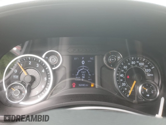 2022 Ram 2500 Tradesman with VIN 3C6UR5CJ2NG108459, listed as a Copart auction lot 55957595 with 96,940 mi miles and Salvage title. Bid and sale history available at DreamBid. Image 9.