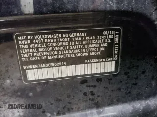 2014 Volkswagen CC R-Line with VIN WVWBN7AN3EE502914, listed as a Copart auction lot 80935124 with 154,222 mi miles and Salvage Title. Bid and sale history available at carsss.com. Image 12.