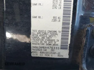2012 Nissan Altima 2.5 S with VIN 1N4AL2AP8CN476335, listed as a IAAI auction lot 41687958 with 141,506 mi miles. Bid and sale history available at carsss.com. Image 9.