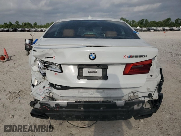 2018 BMW 5 Series M550i xDrive with VIN WBAJB9C58JG464461, listed as a Copart auction lot 53626575 with 62,436 mi miles and Salvage Title. Bid and sale history available at carsss.com. Image 6.