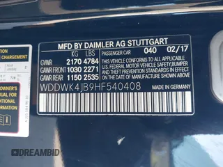 2017 Mercedes-Benz C 300 with VIN WDDWK4JB9HF540408, listed as a IAAI auction lot 41262217 with 95,023 mi miles and . Bid and sale history available at DreamBid. Image 9.