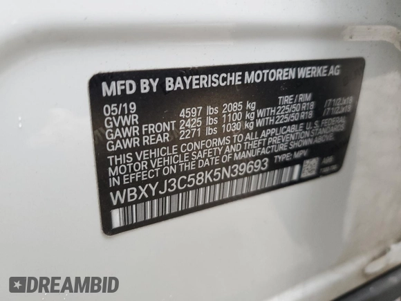 2019 BMW X2 sDrive28i with VIN WBXYJ3C58K5N39693, listed as a Copart auction lot 86760414 with 77,668 mi miles and Salvage Title. Bid and sale history available at carsss.com. Image 15.