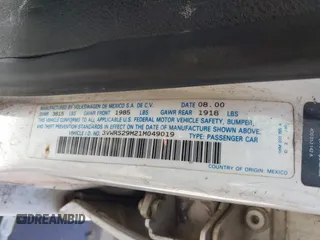 2001 Volkswagen Jetta с VIN 3VWRS29M21M049019, выставлен на аукционе IAAI как лот 42240253 с пробегом Не указан миль и . История ставок и продаж доступна на DreamBid. Изображение 9.