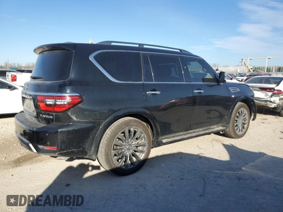2021 Nissan Armada Platinum with VIN JN8AY2DB5M9795010, listed as a Copart auction lot 85246394 with 53,892 mi miles and Salvage Title. Bid and sale history available at carsss.com. Image 3.