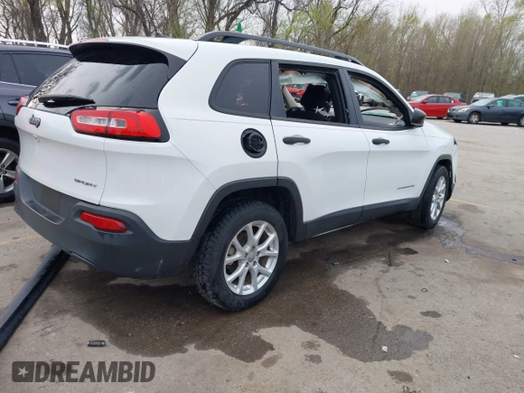 2016 Jeep Cherokee Sport with VIN 1C4PJLAB4GW229799, listed as a IAAI auction lot 41894502 with 117,651 mi miles. Bid and sale history available at carsss.com. Image 4.