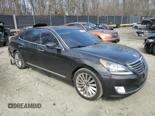2015 Hyundai Equus Signature with VIN KMHGH4JH0FU094641, listed as a Copart auction lot 46904905 with 124,190 mi miles and Salvage Title. Bid and sale history available at DreamBid. Image 4.
