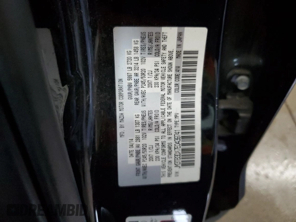 2014 Mazda CX-9 Grand Touring with VIN JM3TB3DA7E0439741, listed as a Copart auction lot 58908805 with 170,604 mi miles and Salvage title. Bid and sale history available at DreamBid. Image 14.