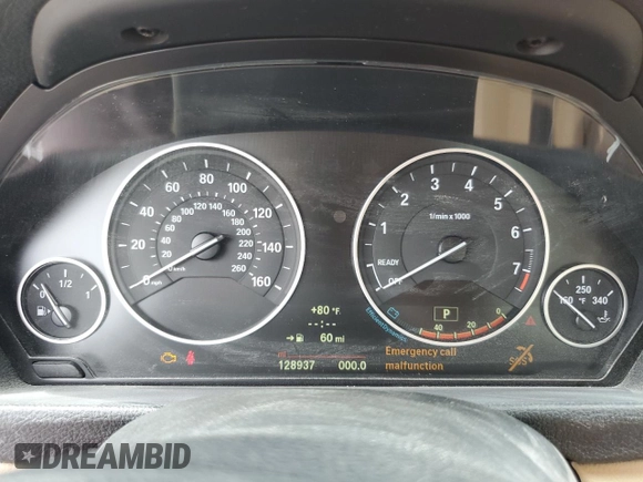2014 BMW 3 Series 328i xDrive with VIN WBA3B3C59EJ977670, listed as a Copart auction lot 61997165 with 128,937 mi miles and Salvage title. Bid and sale history available at DreamBid. Image 9.