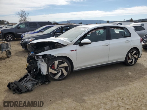 2024 Volkswagen Golf GTI S with VIN WVWGA7CD0RW124198, listed as a Copart auction lot 47222805 with 8,595 mi miles and Salvage Title. Bid and sale history available at carsss.com. Image 1.
