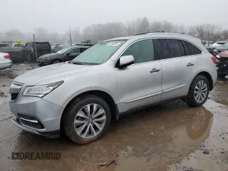 2015 Acura MDX Tech Pkg with VIN 5FRYD4H44FB003062, listed as a Copart auction lot 44702035 with 0 mi miles and Salvage Title. Bid and sale history available at carsss.com. Image 1.