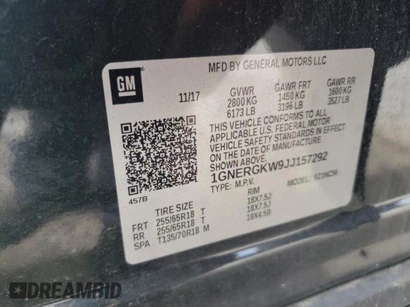 2018 Chevrolet Traverse LT Cloth with VIN 1GNERGKW9JJ157292, listed as a Copart auction lot 70439404 with Not Provided miles and Salvage Title. Bid and sale history available at carsss.com. Image 14.