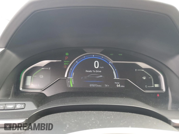 2019 Honda Clarity Plug-In Hybrid with VIN JHMZC5F18KC000064, listed as a Copart auction lot 68210234 with 70,273 mi miles and Salvage Title. Bid and sale history available at carsss.com. Image 9.