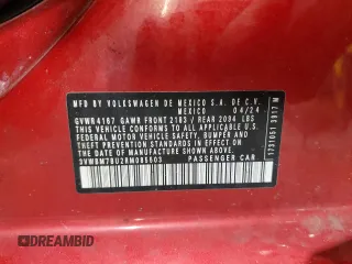 2024 Volkswagen Jetta Sport with VIN 3VWBM7BU2RM085503, listed as a Copart auction lot 58927395 with 1,846 mi miles and Salvage title. Bid and sale history available at DreamBid. Image 12.