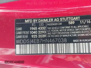 2017 Mercedes-Benz CLA 250 z VIN WDDSJ4EB7HN467038, wystawiony jako IAAI lot #42180716 z przebiegiem 71 760 mil mil oraz . Historia ofert i sprzedaży dostępna na DreamBid. Obrazek 9.