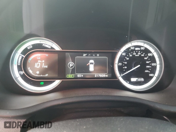 2017 Kia Niro FE with VIN KNDCB3LC7H5101503, listed as a Copart auction lot 43458795 with 217,609 mi miles and Salvage Title. Bid and sale history available at carsss.com. Image 9.