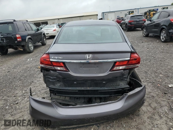 2015 Honda Civic Sedan LX with VIN 19XFB2F58FE092963, listed as a Copart auction lot 53716395 with 65,734 mi miles and Salvage Title. Bid and sale history available at carsss.com. Image 6.