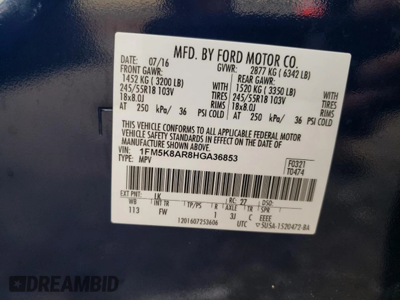 2017 Ford Police Interceptor Utility с VIN 1FM5K8AR8HGA36853, выставлен на аукционе Copart как лот 60614205 с пробегом 97 650 миль миль и Списание • Salvage title. История ставок и продаж доступна на DreamBid. Изображение 13.