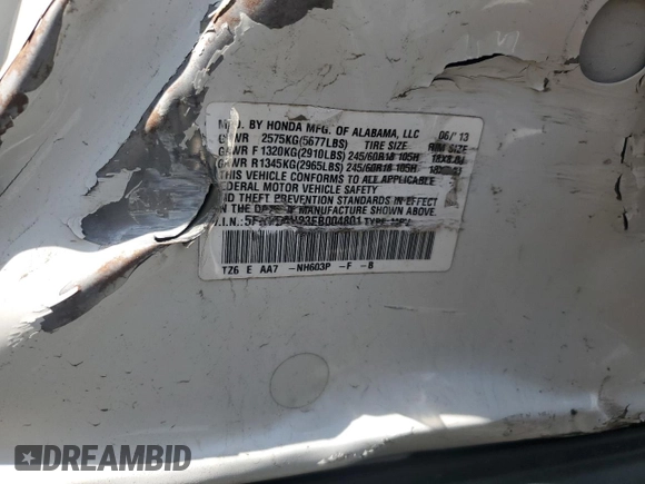 2014 Acura MDX z VIN 5FRYD4H23EB004801, wystawiony jako Copart lot #56043765 z przebiegiem Nie podano mil oraz Szkoda całkowita • Salvage title. Historia ofert i sprzedaży dostępna na DreamBid. Obrazek 13.