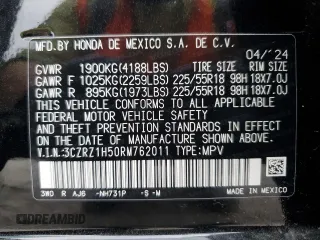 2024 Honda HR-V Sport with VIN 3CZRZ1H50RM762011, listed as a Copart auction lot 51930685 with 13,378 mi miles and Salvage Title. Bid and sale history available at carsss.com. Image 13.