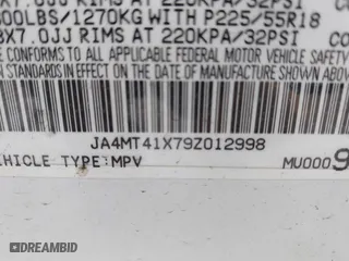2009 Mitsubishi Outlander XLS with VIN JA4MT41X79Z012998, listed as a IAAI auction lot 41672540 with 120,058 mi miles. Bid and sale history available at carsss.com. Image 9.