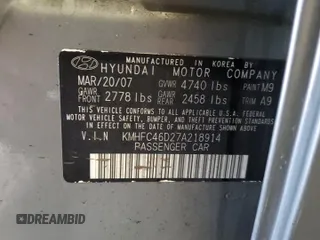 2007 Hyundai Azera GLS с VIN KMHFC46D27A218914, выставлен на аукционе Copart как лот 58812785 с пробегом 133 582 миль миль и Списание • Salvage title. История ставок и продаж доступна на DreamBid. Изображение 12.