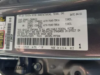 2021 Toyota Tacoma SR z VIN 5TFCZ5AN3MX272033, wystawiony jako IAAI lot #41689129 z przebiegiem Nie podano mil oraz . Historia ofert i sprzedaży dostępna na DreamBid. Obrazek 9.
