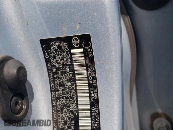 2014 Toyota Prius Two с VIN JTDZN3EU0EJ011751, выставлен на аукционе Copart как лот 54644034 с пробегом 216 956 миль миль и Списание • Salvage title. История ставок и продаж доступна на DreamBid. Изображение 12.