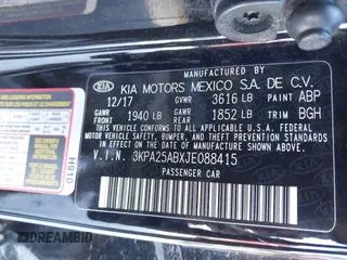 2018 Kia Rio LX with VIN 3KPA25ABXJE088415, listed as a IAAI auction lot 41636441 with Not Provided miles and . Bid and sale history available at DreamBid. Image 9.