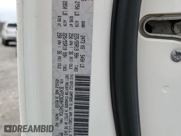 2017 Dodge Journey SXT with VIN 3C4PDCBG8HT545764, listed as a Copart auction lot 50450415 with 104,416 mi miles and Salvage Title. Bid and sale history available at carsss.com. Image 13.