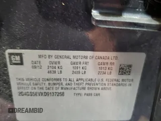 2013 Buick Regal Turbo Premium 1 with VIN 2G4GS5EVXD9137268, listed as a Copart auction lot 54311135 with 106,517 mi miles and Salvage title. Bid and sale history available at DreamBid. Image 12.