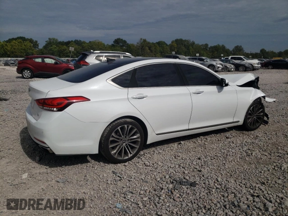 2017 Genesis G80 3.8L with VIN KMHGN4JE8HU172472, listed as a Copart auction lot 70010094 with 104,234 mi miles and Salvage Title. Bid and sale history available at carsss.com. Image 3.