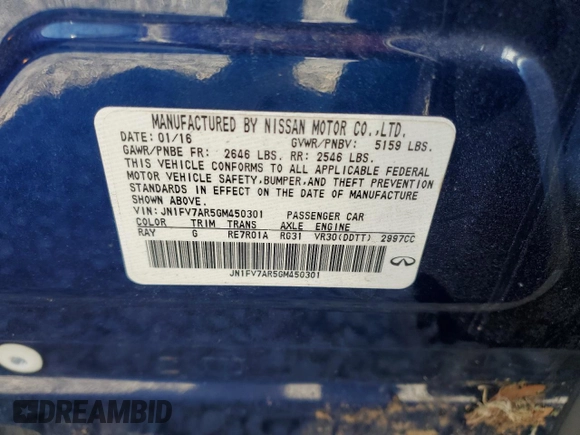 2016 Infiniti Q50 Red Sport 400 with VIN JN1FV7AR5GM450301, listed as a Copart auction lot 87959525 with 102,315 mi miles and Salvage Title. Bid and sale history available at DreamBid. Image 13.