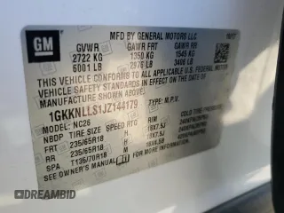 2018 GMC Acadia SLE z VIN 1GKKNLLS1JZ144179, wystawiony jako Copart lot #50653525 z przebiegiem 115 258 mil mil oraz Szkoda całkowita • Salvage title. Historia ofert i sprzedaży dostępna na DreamBid. Obrazek 15.
