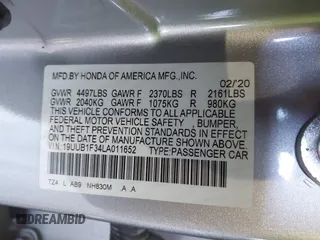 2020 Acura TLX z VIN 19UUB1F34LA011652, wystawiony jako IAAI lot #42509925 z przebiegiem 89 564 mil mil oraz . Historia ofert i sprzedaży dostępna na DreamBid. Obrazek 9.