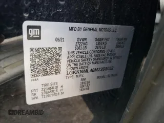 2021 GMC Acadia SLT with VIN 1GKKNML48MZ208052, listed as a Copart auction lot 81747794 with 83,200 mi miles and Salvage Title. Bid and sale history available at DreamBid. Image 15.