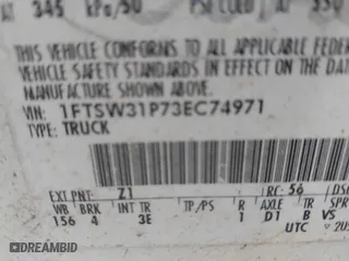 2003 Ford Super Duty F-350 SRW XL with VIN 1FTSW31P73EC74971, listed as a IAAI auction lot 41048047 with 1 mi miles. Bid and sale history available at carsss.com. Image 9.