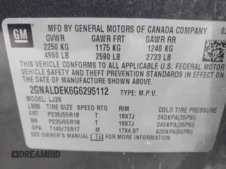2016 Chevrolet Equinox LTZ с VIN 2GNALDEK6G6295112, выставлен на аукционе IAAI как лот 42266530 с пробегом 167 485 миль миль и . История ставок и продаж доступна на DreamBid. Изображение 9.