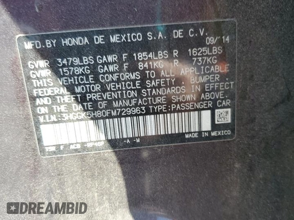 2015 Honda Fit EX-L with VIN 3HGGK5H80FM729963, listed as a Copart auction lot 47272115 with 115,055 mi miles and Salvage Title. Bid and sale history available at carsss.com. Image 15.