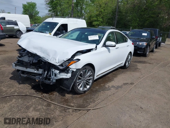 2015 Hyundai Genesis 3.8L with VIN KMHGN4JE0FU055255, listed as a IAAI auction lot 42123154 with 48,130 mi miles and . Bid and sale history available at DreamBid. Image 2.