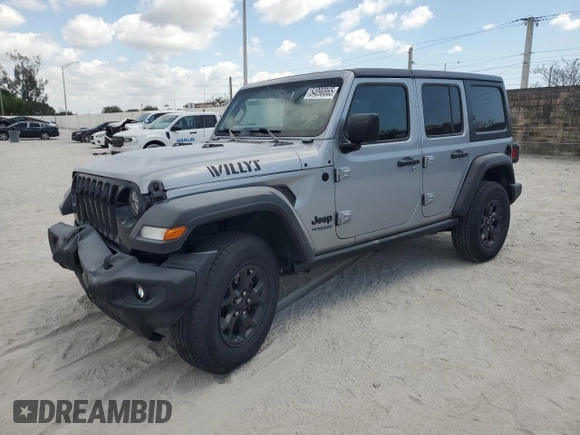 2020 Jeep Wrangler Unlimited Willys with VIN 1C4HJXDG7LW186671, listed as a Copart auction lot 54090865 with 67,882 mi miles and Salvage title. Bid and sale history available at DreamBid. Image 1.