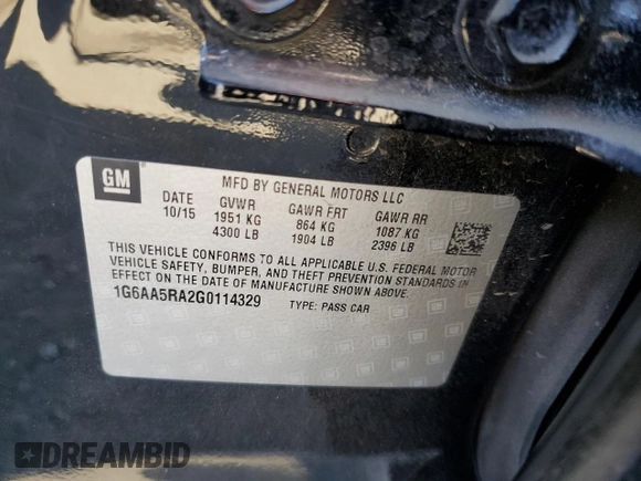 2016 Cadillac ATS Standard RWD с VIN 1G6AA5RA2G0114329, выставлен на аукционе Copart как лот 57917245 с пробегом 109 840 миль миль и Чистый • Clean title. История ставок и продаж доступна на DreamBid. Изображение 12.