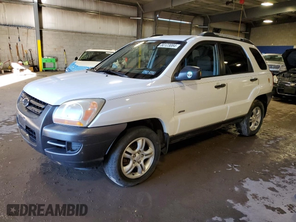 2005 Kia Sportage LX with VIN KNDJE723957069595, listed as a Copart auction lot 80123084 with Not Provided miles and Salvage Title. Bid and sale history available at carsss.com. Image 1.