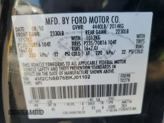 2011 Mercury Mariner с VIN 4M2CN8B76BKJ01102, выставлен на аукционе Copart как лот 88304515 с пробегом 109 684 миль миль и Списание • Salvage title. История ставок и продаж доступна на DreamBid. Изображение 15.