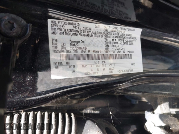 2012 Ford Focus SE with VIN 1FAHP3F21CL390012, listed as a IAAI auction lot 42634521 with 214,617 mi miles and . Bid and sale history available at DreamBid. Image 9.