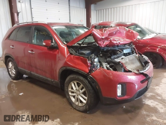 2014 Kia Sorento LX with VIN 5XYKT3A65EG474015, listed as a IAAI auction lot 41576643 with 122,665 mi miles. Bid and sale history available at carsss.com. Image 1.