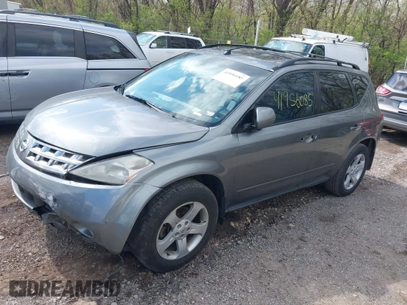 2005 Nissan Murano SE with VIN JN8AZ08T05W301823, listed as a IAAI auction lot 41956085 with 138,811 mi miles and . Bid and sale history available at DreamBid. Image 2.